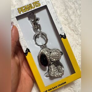 Peanuts Snoopy Crystal Bag Charm - Silver